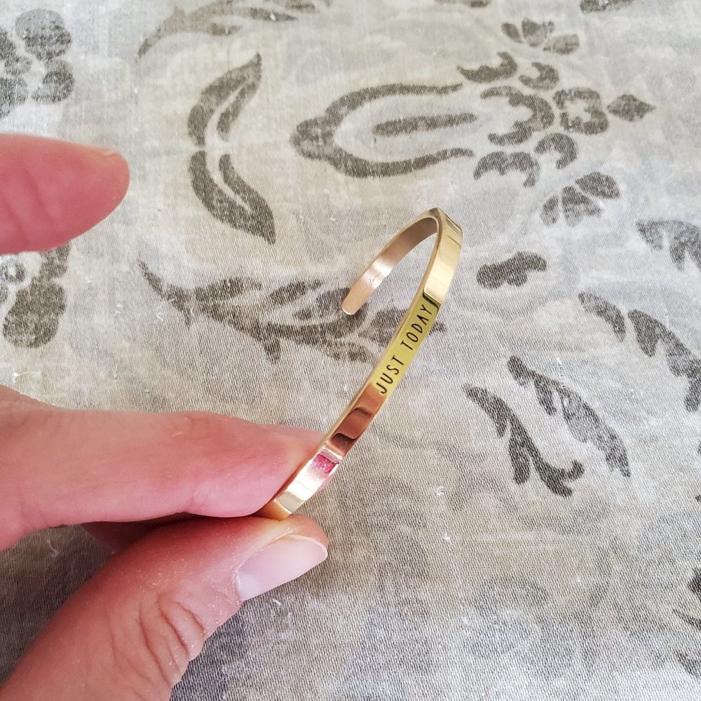 "Just today" engraved hammered brass cuff